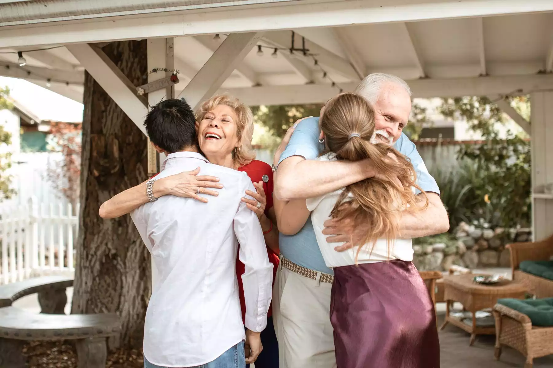 Grandparents and children celebrating together